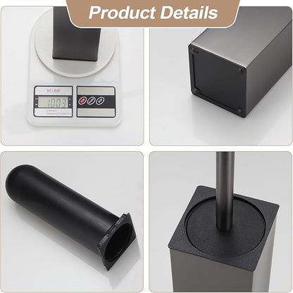 BGL Standing Toilet Brush and Holder GunGrey Aluminium Toilet Bowl Cleaner Brush and Holder for Bathroom Storage and Organization, Square Design Sturdy and Space Saving