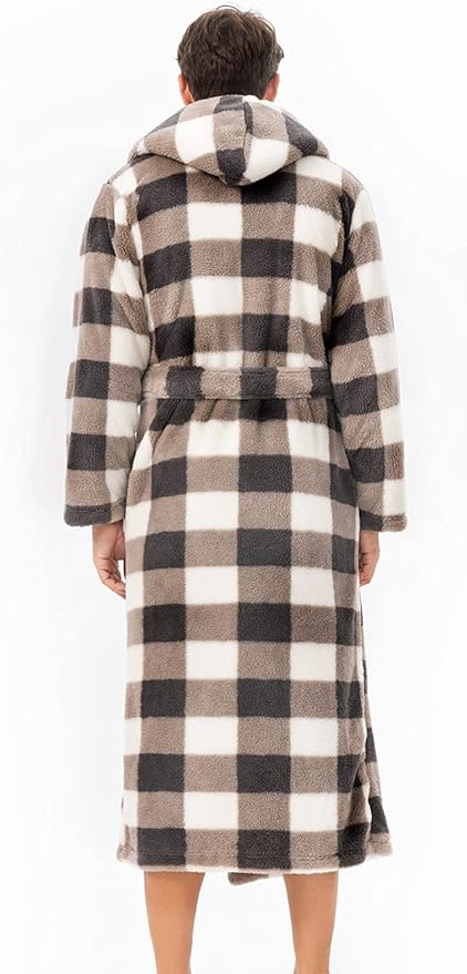 DAVID ARCHY Men's Soft Fleece Plush Robe Full Length Long Bathrobe