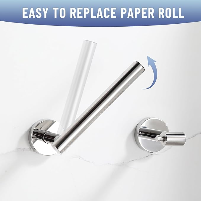 BVL Toilet Paper Holder Polished Chrome Wall Mount Stainless Steel 304 Large Mega Roll