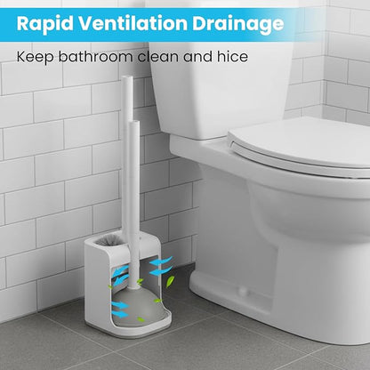 Toilet Plunger and Bowl Brush Combo for Bathroom Cleaning, White, 1 Set