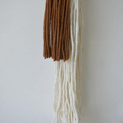 2Pcs Macrame Wall Hanging Boho Home Decor Fiber Art with Sphere Knots Tassels Handmade Yarn Art for Bedroom Living Room Office Entryway