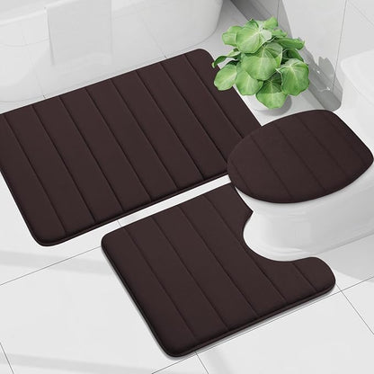 Buganda Memory Foam Bath Mat, 24" x 16", Ultra Soft and Non-Slip Bathroom Rugs, Water Absorbent and Machine Washable Bath Rug for Bathroom, Shower, and Tub, Brown