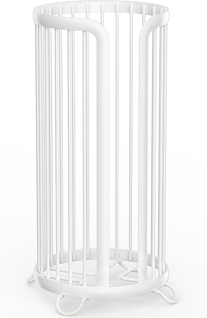 Toilet Paper Holder Stand, Freestanding Toilet Tissue Organizer, Minimalistic Storage Solution, Reserve Mega Rolls-White