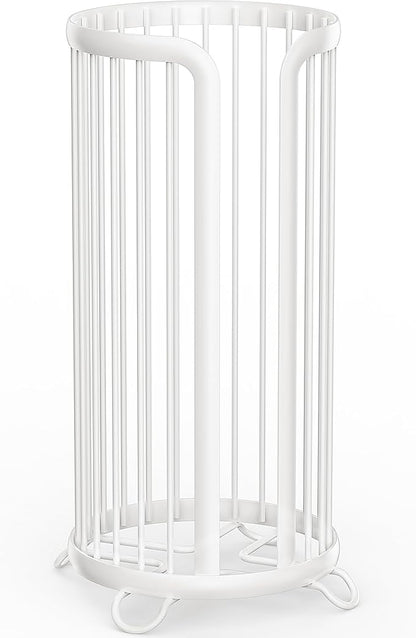Toilet Paper Holder Stand, Freestanding Toilet Tissue Organizer, Minimalistic Storage Solution, Reserve Mega Rolls-White