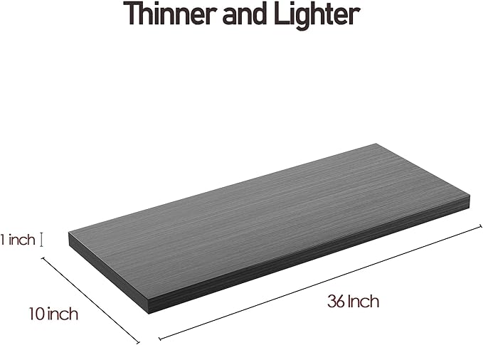 Wall Shelf Set of 2,Dark Wood Floating Shelves 36 in W x 10 in D x 1 in H, Wooden Floating Wall Shelf with Invisible Brackets for Living Room/Bedroom/Bathroom/Kitchen Storage and Decor