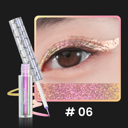 CHARMACY Chameleon Liquid Eyeliner, Liquid Glitter Eyeliner, Highly Pigmented, Metallic MultiColor Shifting waterproof Eyeliner, Ultra-Fine Tip, Longwearing, Smudge-proof (#306)