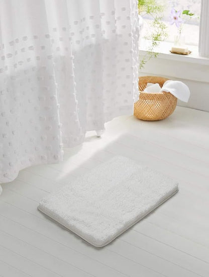 Suchtale Non Slip Bath Mat (20 x 32, White) Water Absorbent Soft Microfiber Shaggy Bathroom Rug Machine Washable Thick Plush Shower Mat