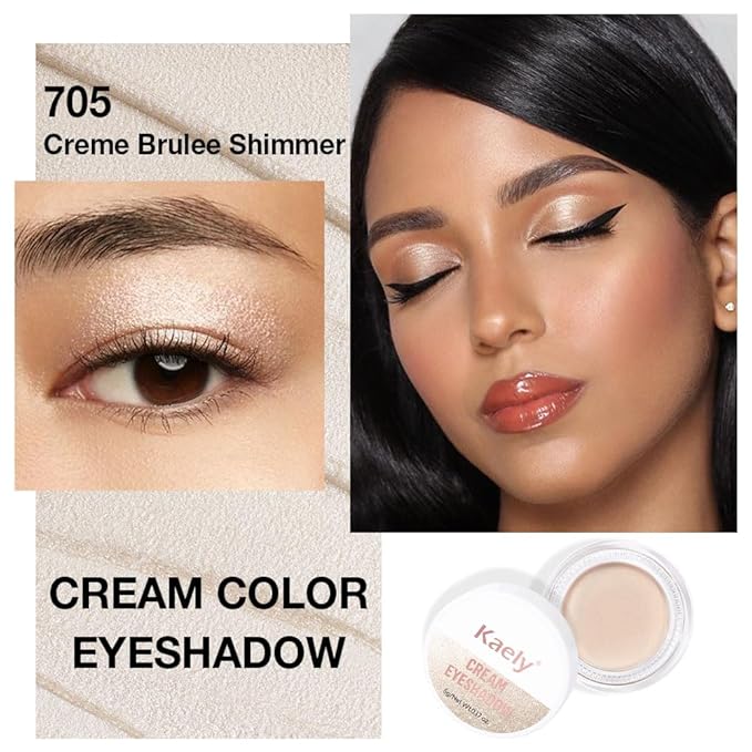 Cream Glitter Brulee Shimmer Metallic Eyeshadow Palette Makeup, Natural Single Mini Instant Holographic Eyeshadow For Older Women, Sombras Crema Para Ojos, Talc, Paraben & Cruelty Free, 705