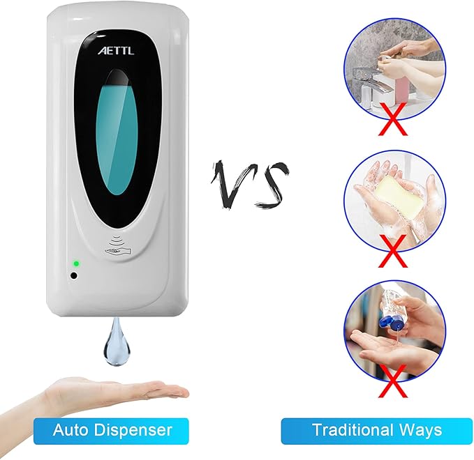 Touchless Automatic Foaming Hand Soap Dispenser Wall Mount, Motion Sensor Foam Liquid Refill Bottle Sanitizer Dispensing for Bathroom Kitchen Home Farmhouse Station 1306-s