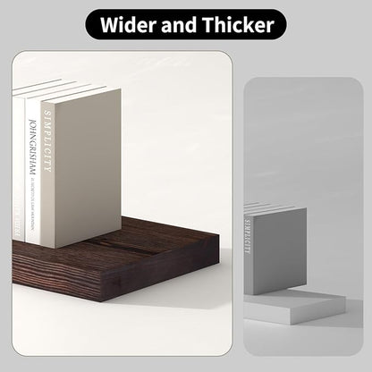 SAUMONIERES Floating Shelves 8 Inch Deep Solid Wood Wide Wall Shelf Set of 2 Wall Mounted for Bedroom Bathroom Living Room Kitchen, 36 Inch Walnut