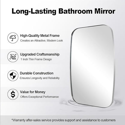 ANDY STAR Oval Mirror for Bathroom, 20x30 Polished Chrome Oblong Bathroom Mirror for Vanity with Stainless Steel Metal Frame, Modern Anti Rust Wall Mounted
