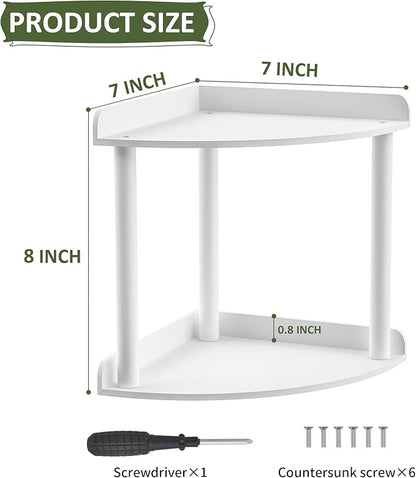2-Tier Countertop Corner Organizer Shelf - 7x7x8 Inch, White Acrylic Bathroom Organizer for Countertop, Vanity Storage for Skincare, Cosmetics, Perfume