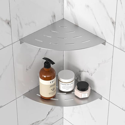 2 Pack Corner Shower Shelves Load Capacity 40 lbs 304 Stainless Steel Shower Corner Shelf Will not Rust 8in Shower Shelf for Inside Shower Brushed Nickel Drilling Installation