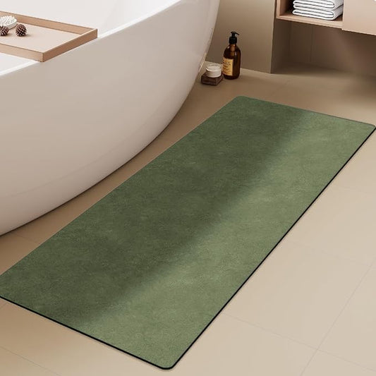 Bathroom Mat Quick Dry, Bathroom Rugs Non Slip Washable Thin Absorbent Bath Mat Fits Under Door Bathroom Floor Mat Perfect for Bath, Shower, or Sink 24"x60" Sage Green