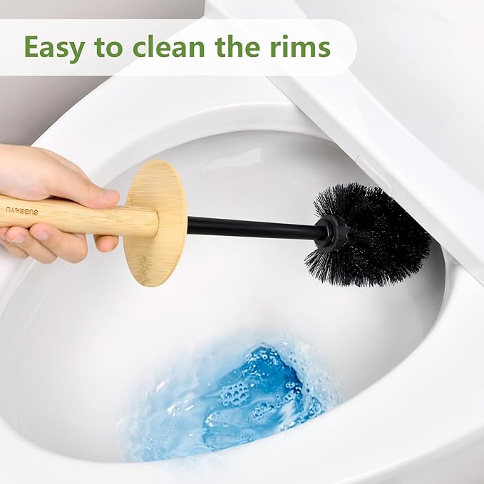 SUBEKYU Toilet Brush, Toilet Bowl Brush and Holder Set, Bathroom Toilet Bowl Cleaner for Deep Cleaning, Black