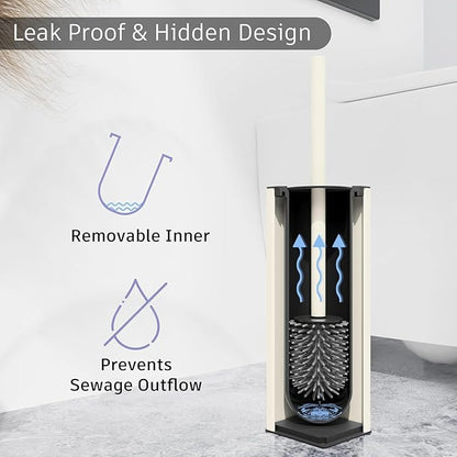 BVL Toilet Brush and Holder Set White Freestanding for Bathroom