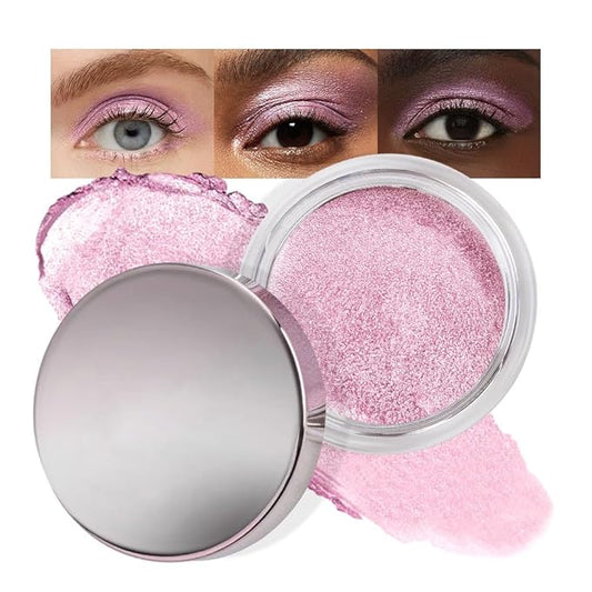 Cream Glitter Soft Pink Shimmer Metallic Eyeshadow Palette Makeup, Natural Single Mini Instant Holographic Eyeshadow For Older Women, Sombras Crema Para Ojos, Talc, Paraben & Cruelty Free