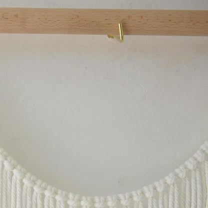 Flber Large Macrame Wall Hanging – Boho Yarn Art Garland with Tassels and Beads, Handmade Rope Decor for Nursery, Party, Wedding, Bedroom, Fireplace Mantel, or Photo Backdrop 57" W x 41" L