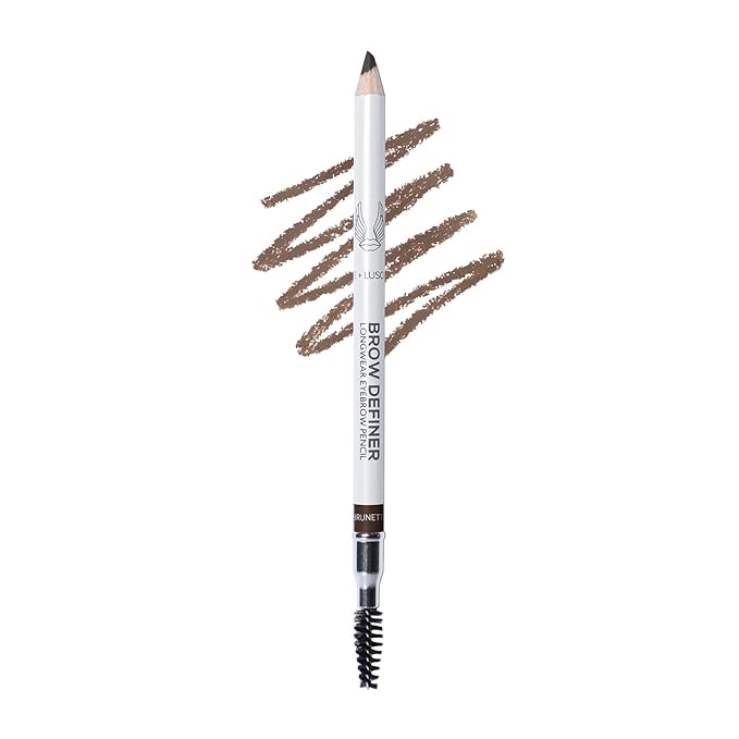 True + Luscious Brow Definer Pencil - Pomade & Powder Combo With Organic Castor Oil - Fills, Shapes Eyebrows - Waterproof - Brunette