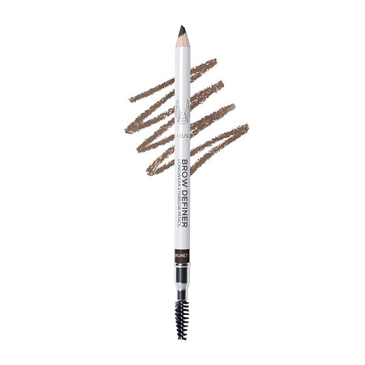True + Luscious Brow Definer Pencil - Pomade & Powder Combo With Organic Castor Oil - Fills, Shapes Eyebrows - Waterproof - Brunette