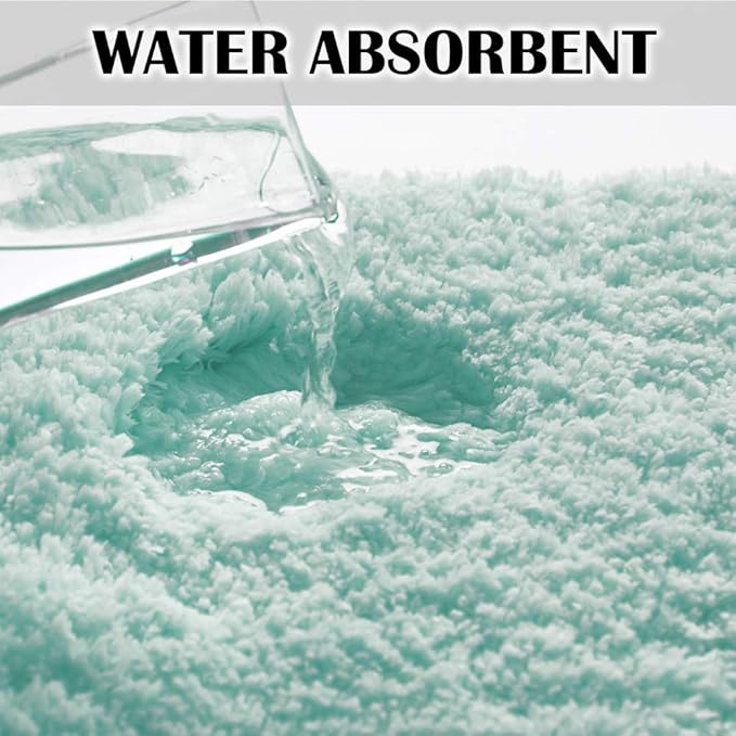 Suchtale Non Slip Bath Mat (20 x 32, Aqua) - Soft Microfiber Shaggy, Thick Plush, Machine Washable