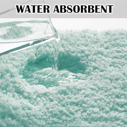 Suchtale Non Slip Bath Mat (20 x 32, Aqua) - Soft Microfiber Shaggy, Thick Plush, Machine Washable