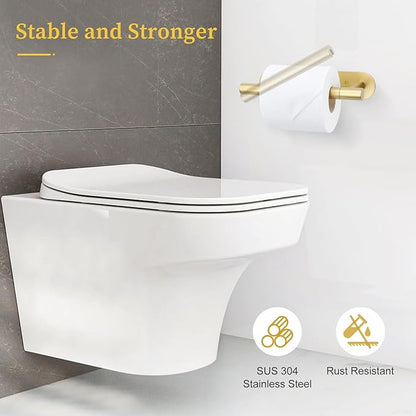 Brushed Gold Toilet Paper Holder, Upgraded SUS304 Stainless Steel Toilet Roll Holder, Modern Double Base Paper Towel Holder Wall Mount for Bathroom, Kitchen, Washroom