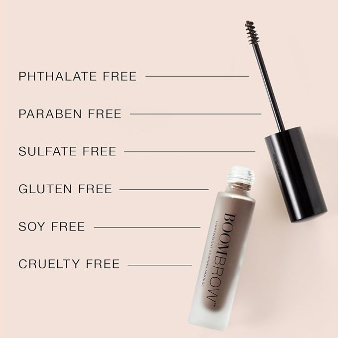 BOOM! by Cindy Joseph Cosmetics Boom Brow - Easy-to-Apply Lightweight Brow Mousse - Moisturizing, Subtle Definition, Volume, Shape & Color Enhancement (Medium Brown)