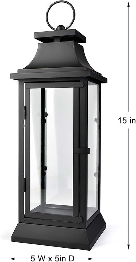 Serene Spaces Living Black Hurricane Lanterns with Clear Glass Panels, Perfect for Home Decor, Parties & Events, Table Top Or Hanging Lantern for Indoor & Outdoor, KIT - Small, Medium & Large