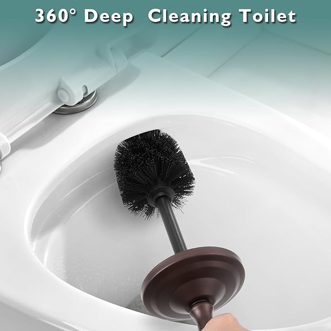 Bronze Toilet Brush and Holder Set, Stainless Steel Toilet Brush for Bathroom,Heavy Duty Bronze Toilet Bowl Brush and Holder,Deep Cleaning Modern Toilet Cleaner Brush -Space Saving, Covered Brush
