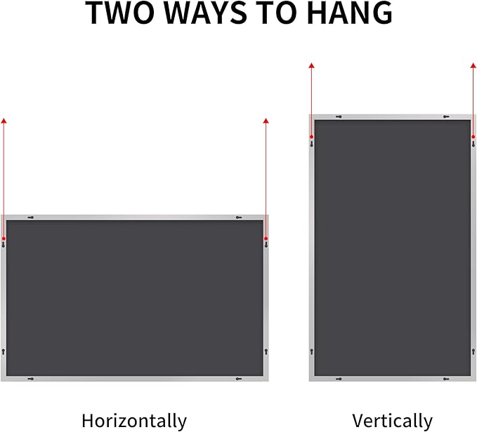 Silver Bathroom Mirror for Wall, 30x48 Inch Rectangle Mirrors with Metal Frame, Modern Vanity Wall Mirror Decor for Bathroom Living Room, Entryway Hangs Horizontal or Vertical