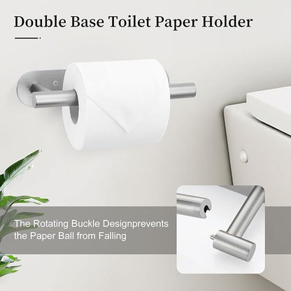 Brushed Nickel Toilet Paper Holder, Upgraded SUS304 Stainless Steel Toilet Roll Holder, Modern Double Base Paper Towel Holder Wall Mount for Bathroom, Kitchen, Washroom