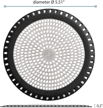 Shower Drain Hair Catcher – Ultra ShowerRing 5" Drain Cover for Flat & Domed Floors | Stainless Steel Hair Trap with Silicone Rim | High-Flow Strainer Prevents Clogs - Black