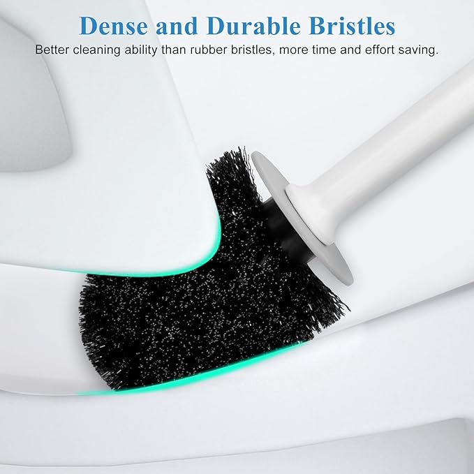 Toilet Bowl Brush and Holder, 2 Pack with Long Handle, Plastic Holder Easy to Hide, Drip-Proof, Deep Cleaning