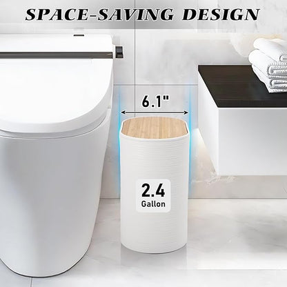 White Bathroom Set, White Bathroom Accessories Set with Trash Can, 2PCS Soap Dispensers, Soap Dish, Toothbrush Holder, Toothbrush Cup,Toilet Brush, Tray and Qtip Holders for Bathroom Decor