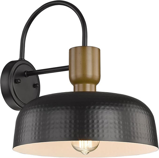 Outdoor Barn Light Gooseneck Barn Light, Farmhouse Exterior Wall Mount Light Vintage Wall Lighting Fixture Industrial Sconce Lantern for Porch, Entryway, Garage, Black, 1 Pack