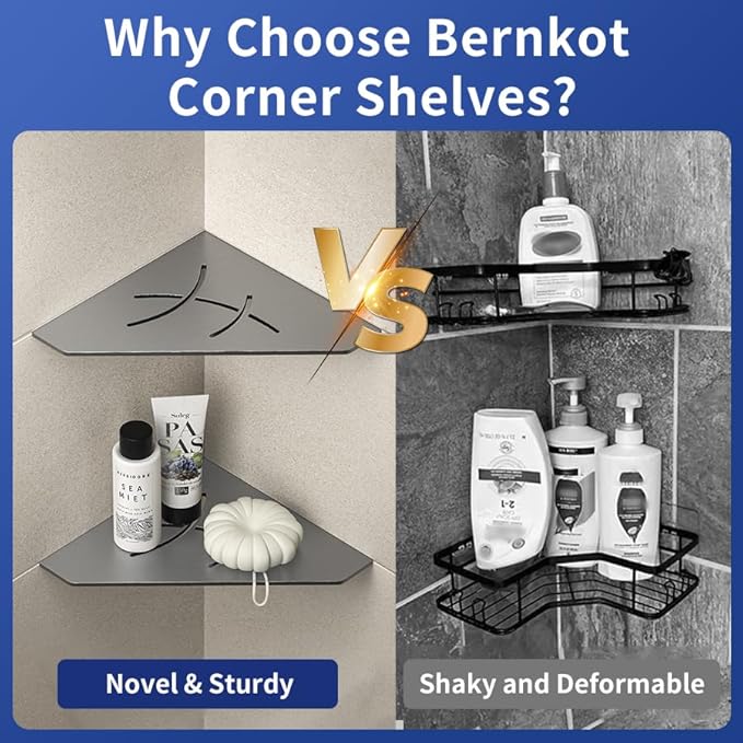 Corner Shower Shelf 10" Gunmetal 304 Stainless Steel Pentagonal Corner Shelf Recessed Bathroom Shower Shelf, No Drilling