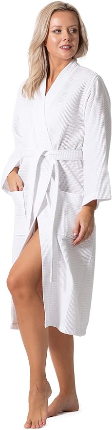 Turkish Linen Waffle Knit Lightweight Kimono Spa & Bath Robes for Women - Quick Dry - Soft