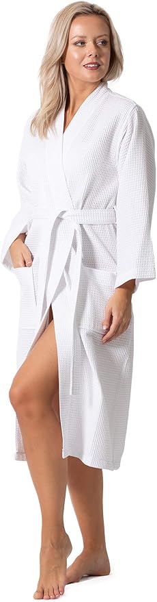 Turkish Linen Waffle Knit Lightweight Kimono Spa & Bath Robes for Women - Quick Dry - Soft