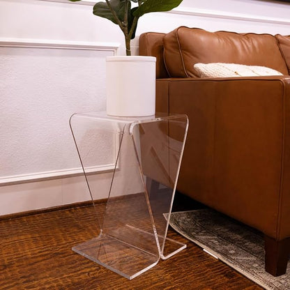 Clarte Acrylic V-Shaped End Table | Side Table for Living Room or Nighstand for Bedrooms | Premium Durable Glass-Like Design
