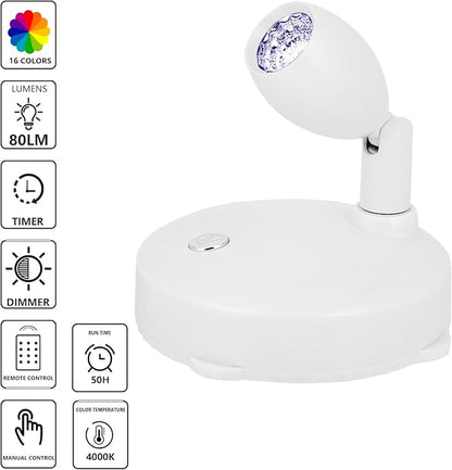 Cordless Spotlight Battery Operated, RGB Indoor Plant Light, Dimmable Accent Uplight with Remote, Color Changing Display Lighting for Picture Tree Photo Dartboard Painting Art