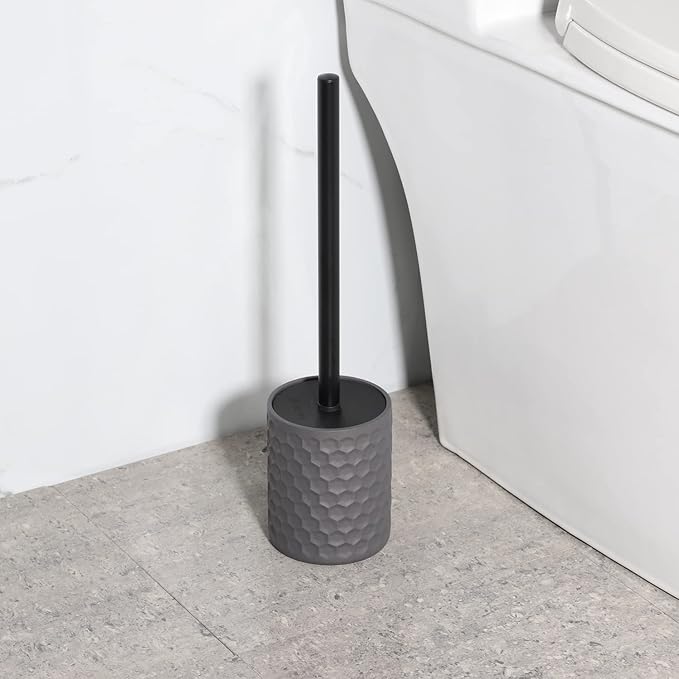 zccz Bathroom Accessory Set, 6 Piece Grey Bathroom Accessories Set with Trash Can, Toothbrush Holder, Toothbrush Cup, Soap Dispenser, Soap Dish, Toilet Brush with Holder, Trash Can, Light Gray