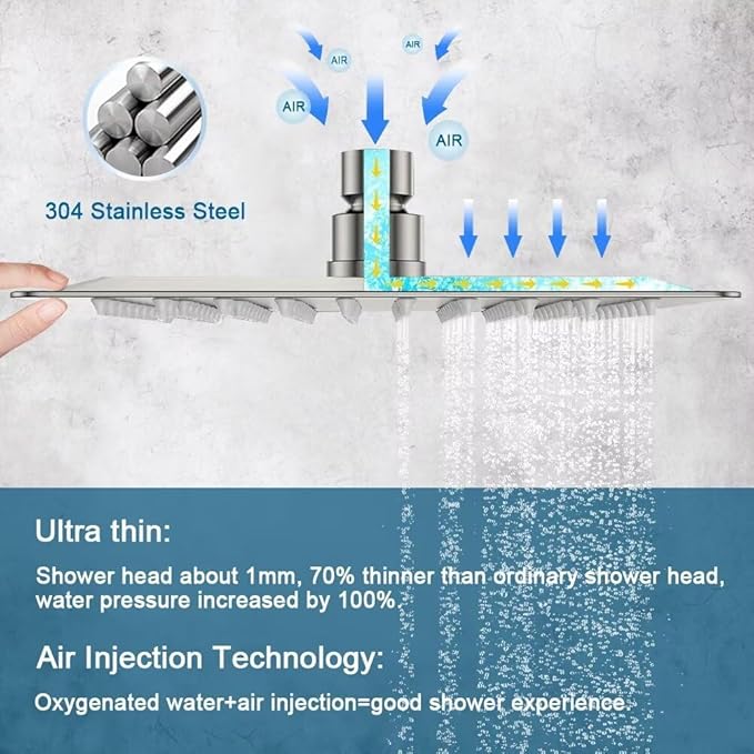 POP SANITARYWARE Shower Faucet Set Brushed Nickel Bathroom Rainfall 10 Inch Shower Head System Single Handle Shower Trim Kit with Valve