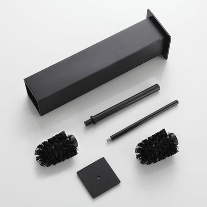 BVL Toilet Brush and Holder Set Black Stainless Steel 304 Square Freestanding Toilet Brush for Bathroom