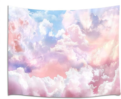 HVEST Pink Cloud Tapestry Colorful Abstract Clouds Natural Landscape Tapestries Wall Hanging for Bedroom Living Room Teen Dorm Indie Decor Poster Blanket,92.5x70.9 Inch