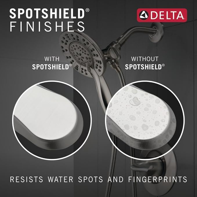 Delta Faucet Albion 14 Series Single-Handle Shower Faucet, Brushed Nickel Shower Trim Kit with In2ition 2-in-1 Dual Hand Held Shower Head, Spotshield Brushed Nickel T142855-SP-I (Valve Not Included)