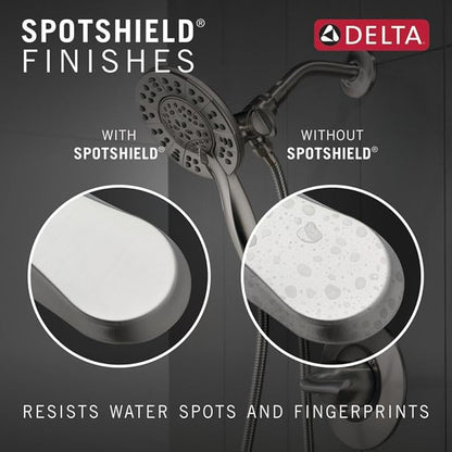 Delta Faucet Albion 14 Series Single-Handle Shower Faucet, Brushed Nickel Shower Trim Kit with In2ition 2-in-1 Dual Hand Held Shower Head, Spotshield Brushed Nickel T142855-SP-I (Valve Not Included)