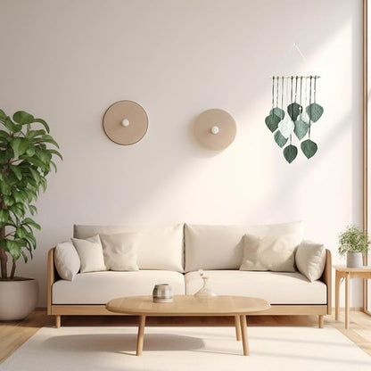 Madiffcult Macrame Wall Hanging Boho Wall Decor Woven Feather Wall Art Handmade Macrame Leaf Tapestry with Wooden Beads for Bedroom Living Room Nursery 16x27 Inch (Green)