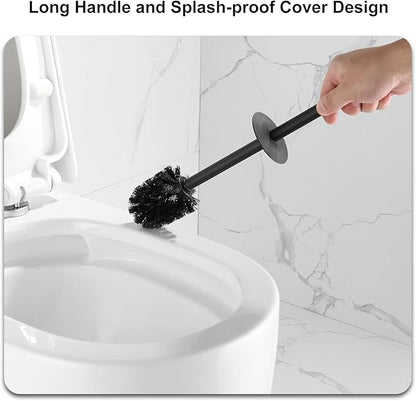 BGL Square Toilet Brush with Holder,Stainless Steel Rubber Painted Toilet Bowl Brush and Holder for Bathroom,2 Cleaner Brush Heads,Gold