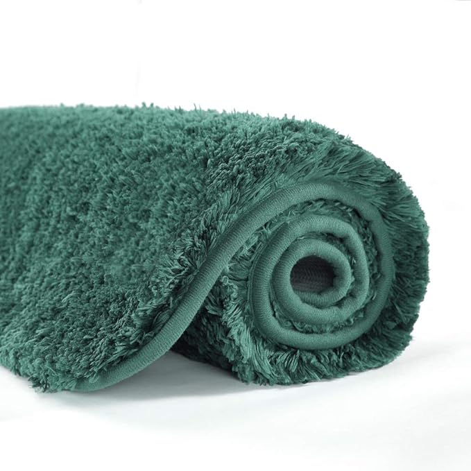 Suchtale Non Slip Bath Mat (16 x 24, Hunter Green) - Soft Microfiber Shaggy Mat, Water Absorbent, Machine Washable, Thick Plush for Shower